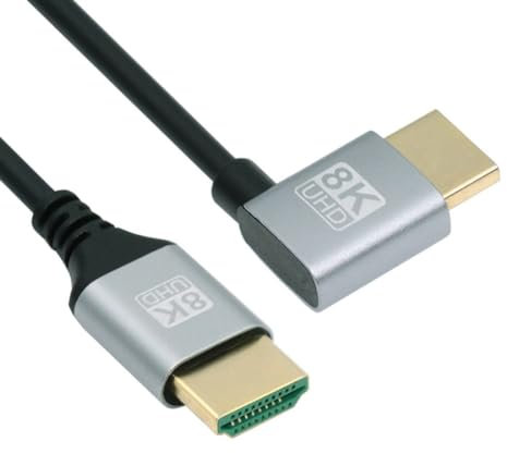 chenyang Cable HDMI 2.1, HDMI macho a macho, 90 grados en ángulo izquierdo, 8K @ 60Hz 4K @ 120Hz 48Gbps ultra alta velocidad cable chapado en oro 1.0m para TV, monitor ordenador