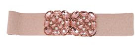QUEEN HELENA Cintura Elastica Gioiello Cinta Fina a Fascia con Strass Donna CI022-11 Rosa