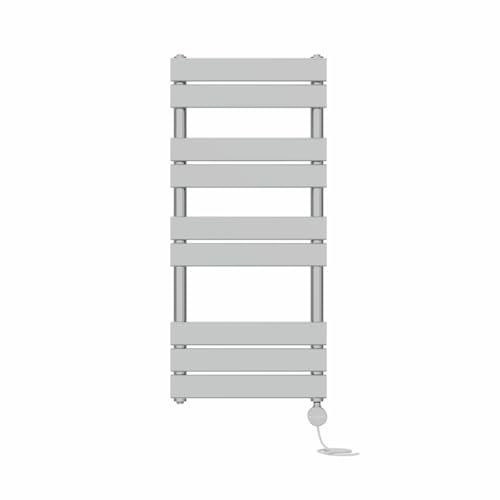 NRG Prefilled Flat Panel Electric Heated Towel Rail Radiator Chrome Thermostatic Bathroom Warmer with Touch Screen Display 1000x450mm - 600W