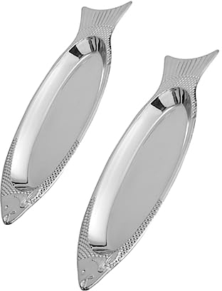 Cabilock Plateau À Poisson 2 Pièces Assiettes À Dîner Vaisselle De Cuisine Plat De Service En Acier Inoxydable Cuit À La Vapeur