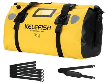 UROUK wasserdichte Reisetasche 20L 40L 66L Wasserdichter Seesack Motorradreisesack Duffel Bag mit Schnellverschlussriemen für Motorradfahren, Kajakfahren, Rafting, Camping (Regelmäßig, Gelb, 40L)