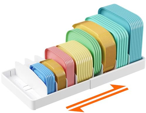 Lifewit Range Couvercle Extensible 34-62 cm, Rangement Casserole Tiroir Cuisine, Grand Plastique Séparateur de Vaisselle Placard, Blanc