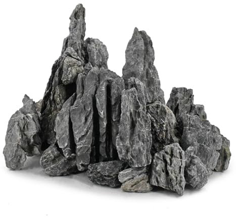 Unocho Seiryu Stein Aquarium Steine 18kg Natur Fischbecken Steine für Aquascaping Garten Landschaft Dekoration Paludarium Terrarium Amphibien Gehege(7,5–30 cm)