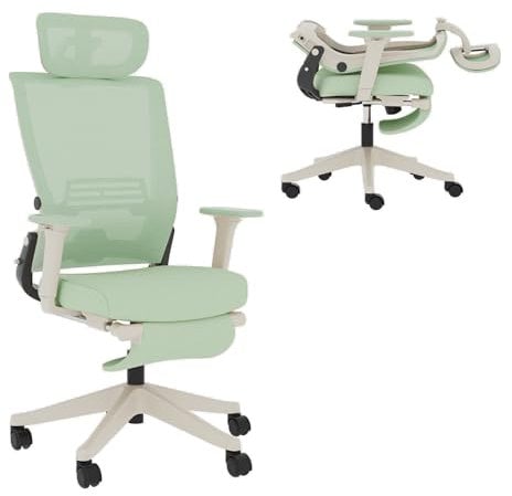 FLEXISPOT Ergonomischer Bürostuhl, Foldex, klappbarer Bürostuhl für Kleine Räume mit Lendenwirbelstütze, Höhenverstellbaren Armlehnen, 2D Kopfstütze, Schreibtischstühle mit Fußstütze für Homeoffice