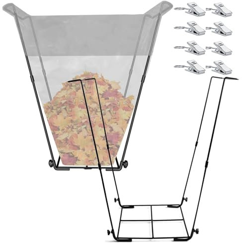 2PCS Support de sac poubelle,Support de Sacs à déchets de jardin,Support de sac d'extérieur polyvalent,Cadre de sac poubelle en métal,Support de sac à feuilles(114-170L)