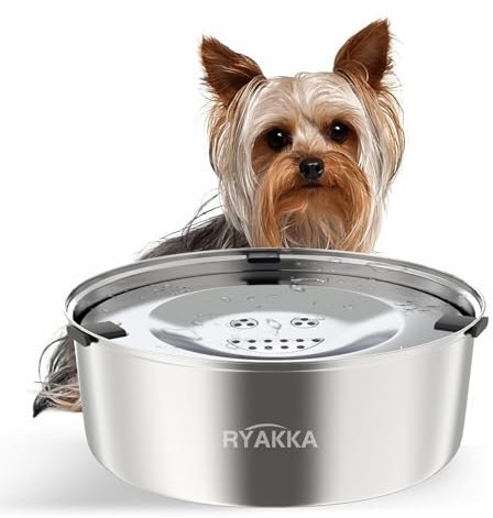 RYAKKA 1L Non Spill Dog Water Bowl Stainless Steel Compact Pets Travel Bowls for Puppy And Kitten | Splash Proof Floating Dispenser Slow Feeder for Healthy Drinking