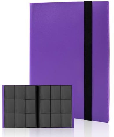 efunkdog Sammelkarten Album, 9 Pocket Sammelalbum 20 Seiten 360 Karten Kapazität, Sammelalbum für Karten (Lila)