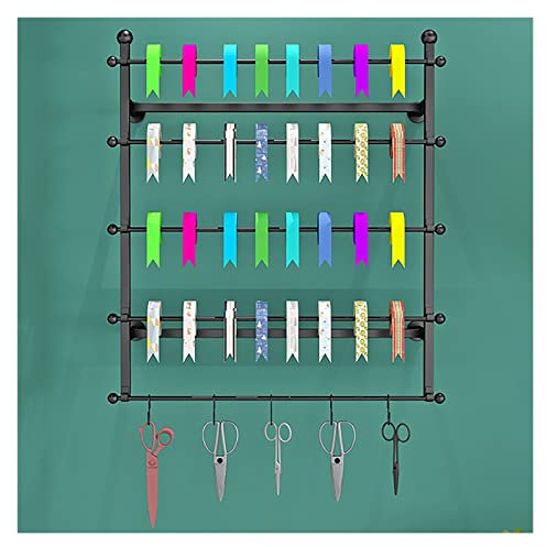 Wall Mount Fabric Roll Storage Rack,Wall Mount Heavy Duty Ribbons Display Stand Holder, Metal 5 Layer Vinyl Rolls Organizer with Removable Crossbar, Craft Workshops/Flower Shop/Cake Shop (C
