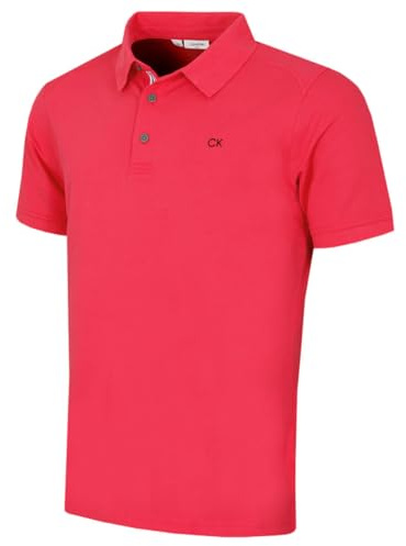Calvin Klein Mens 2026 Campus 3 Button Ribbed Collar Golf Polo Shirt