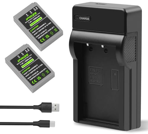 iPrize 2X BLS-5 / BLS-50 Batterie 2200mAh et Chargeur pour Olympus Om-D E-M10 Mark II/III/IV, Pen E-P3, Pen E-PL1, Pen E-PL8, Pen E-PM1, Pen E-PM2, Stylus 1