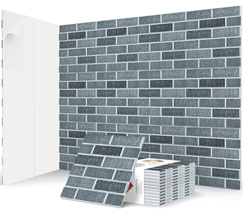 JBER Akustikpaneele, selbstklebend, Ziegelschallschutzplatten, hochdichte Akustikwandpaneele für Aufnahmestudios, Spielzimmer, Zuhause, Büro, 30 x 30 x 1 cm, Limettenschwarz, 12 Stück