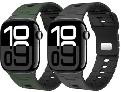 Astorgos Cinturino Sportivi Compatibile con Apple Watch Ultra 3/2/1 49mm,S11/S10 46mm,9/8/7 45mm,SE3/SE2/SE/6/5/4 44mm,3/2/1 42mm,Cinturino in Silicone Bicolore per Uomini e Donne, NrCbNr+VdMltNr