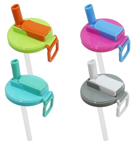 4-Pack Reusable Silicone Soda Can Lids with Straws Leak-Proof Spill-Resistant Covers for Standard 2.13” Cans BPA-Free Dishwasher Safe for Fizzy Drinks Juice Cola 330ml-500ml