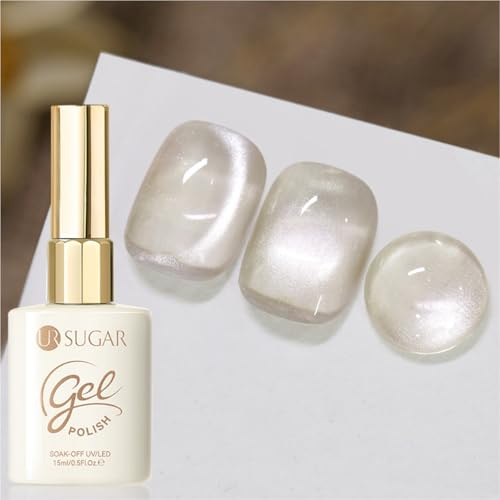 UR SUGAR Light Brown Glass Cat Magnetic Eye Gel Nail Polish 15ml, Soak Off U V Glitter Gel, Gloss 4 Weeks Wear DIY Salon Manicure