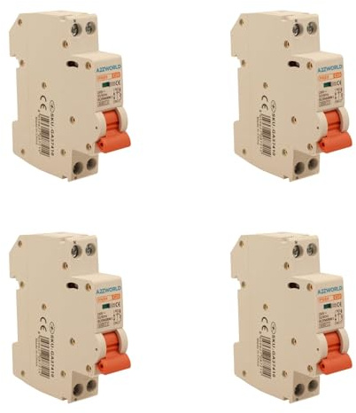4 Stück kompakter Leitungsschutzschalter 10 A C10, 1P+N 6000 A Kurve C, Slim Solo 1 Modul DIN 220 V AC