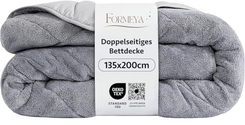 FORMEYA Doppelseitig Bettdecke 135x200 | Weich & Pflegeleicht | Steppdecke für alle Jahreszeiten, Atmungsaktiv, Wellsoft Schlafdecke ohne Bezug | Große Duvet in Grau