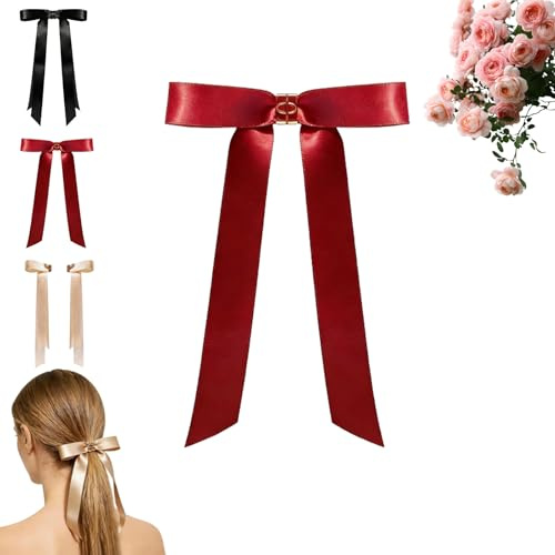 Magnetische Schleifen Haarspange Mit Abnehmbarem Band, Magnetic Hair Clips for Styling, Seamless 2-in-1 Design Magnetics Tropical Sunset Hairs Clip (rot)