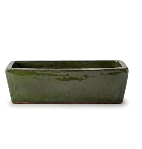 Provencelia GIONO Keramik Pflanzkasten XXL 75 x 21 x 18 cm Pastellgrün — handgefertigt mediterran frostbeständig Blumenkasten Balkon Fensterbank Terrasse Garten