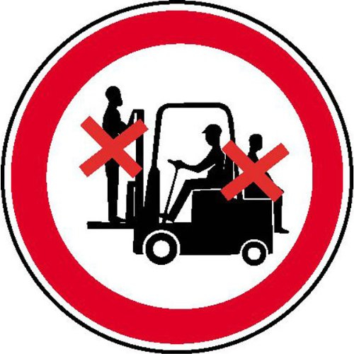 Betriebsausstattung24 Verbotsschild Mitfahren auf Gabelstapler verboten - PVC-Folie, selbstklebend - 10,0 cm Ø - Symbolschild