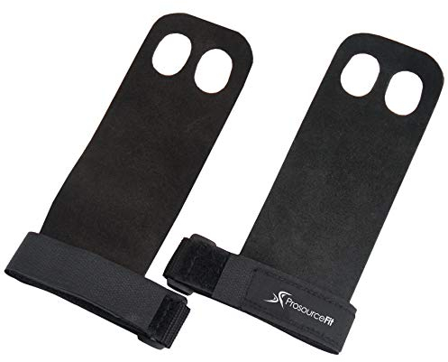 ProsourceFit Gymnastics Hand Grips PU Leather Pair for Pull-Ups, Weight Lifting and Kettlebell Exercises, S-M, Schwarz