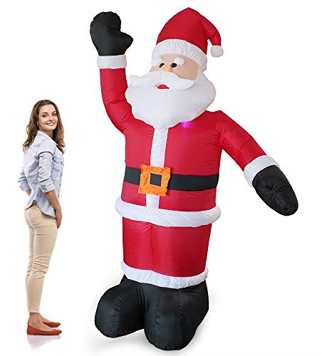 [en.casa] Riesiger Weihnachtsmann 240cm LED Beleuchtet Weihnachten Nikolaus Lebensgroß