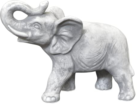 gartendekoparadies.de Imposanter Elefant, Steinfigur, H. 28 cm, 10 kg, Grau, frostsicher aus Steinguss für Außenbereich