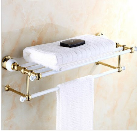 Gowe Gemälde Luxus weiß Handtuch Rack Halterung Kleidung Regal Wand montiert Messing Regal Halter w/Handtuch Bar Aufhänger