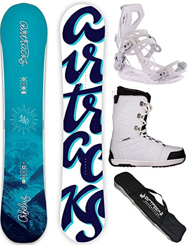 Airtracks Damen Snowboard-Set Freestyle Freeride Orbelus Lady Camber 140 + Snowboard Bindung Master W + Snowboardboots Star W 39 + Sb Bag