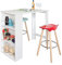 SoBuy Table de Bar Table Haute de Cuisine Table Mange Debout pour Petits Espaces, Bar pour Cuisine, Salon, Bureau ou Bar à Café Blanche 112 x 57 x 106 cm FWT17-II-W
