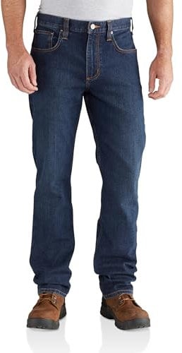 Carhartt, Hombre, Vaquero Con 5 Bolsillos, Ajuste Ligeramente Holgado, Tecnología Rugged Flex®, Azul Superior, W32 / L30