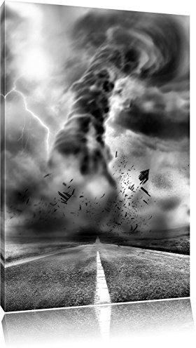 Pixxprint Wirbelsturm auf Highway, Größe: 60x40cm, Leinwandbild, fertig gespannt, Wandbild, Dekoration, Kunstdruck, kein Poster