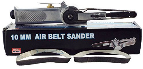 10mm Air Belt Sander Lever Throttle For Feature Control 3 Grit Sanding Belts P60/P80/P120 Suitable For Jobs In Narrow Spaces Fine Sanding In Wood-Working/Plastic/Aluminum/Metal & Furniture polishing