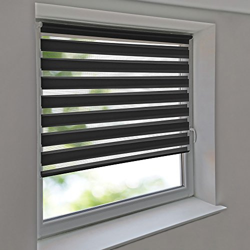 Doppelrollo 160 x 160 cm anthrazit Klemmfix ohne Bohren Vario Seitenzug Duorollo