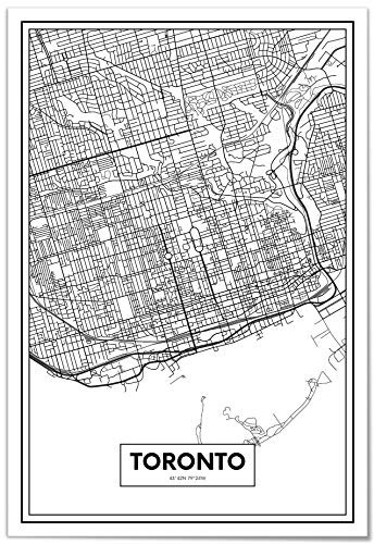 Panorama Poster Karte von Toronto 70x100 cm - Gedruckt auf qualitativ hochwertigem Poster - Poster Wohnzimmer - Bilder Schlafzimmer - Dekoration für das Zuhause - Poster Vintage Stadt