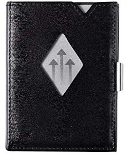 EXENTRI Multiwallet Leder Dreifachgefaltete Brieftasche - RFID-Schutz mit Verschlussclip aus Edelstahl