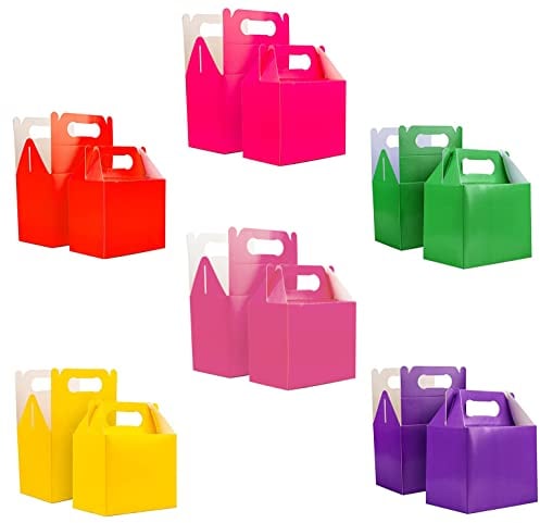 SHATCHI 20Pcs Assorted Colours Cardboard Lunch Takeaway Birthday Wedding Carry Meal Food Cake Party Box Childrens Loot Bags