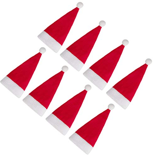 VORCOOL 24 Stück Mini Weihnachtsmann Hut Mini Weihnachtsmann Weihnachtsmann Hut für Weihnachten Besteckhalter Bonbonabdeckungen Weinflaschen Dekorationen