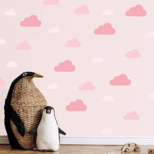 Klebekerlchen® | Wandtattoo für das Kinderzimmer, Wandsticker mit Wolken, selbstklebend - Rosa Wolken (Set mit 25 Motiven)