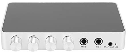 4K Karaoke Sound Mixer 1080P HD Karaoke Audio Mixer Unterstützt 4K2K Resizer - Karaoke Sound Mixer und Verstärker mit Zwei Mikrofoneingängen aus Metall für Stage KTV Room(Weiß)