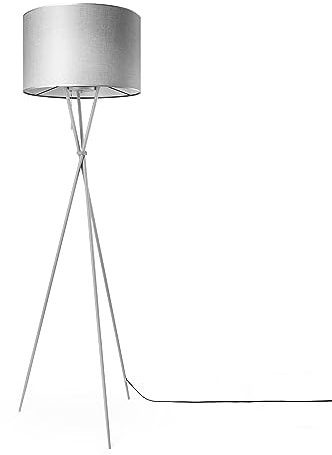 Paco Home Stehlampe Wohnzimmer Dreibeinstativ Stoffschirmlampe Standleuchte Textil Schirm E27 Leselampe Skandi Büro Mit Stecker Einfarbig Mit Stecker