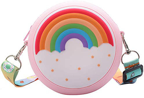 Porte Monnaie Silicone Sac à Main à bandoulière Arc-en-Ciel pour Petites Filles Porte-Monnaie en Silicone de Dessin animé,Nouveauté Cadeaux