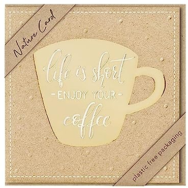 bsb - Life is short - enjoy your coffee Karte - Karte mit tollem Motiv - Nachhaltige Karte mit Umschlag - Geschenk beste Freundin & Freund - Karte Liebe & Freundschaft 15,5 x 15,5 cm