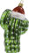 Impuls Christbaumschmuck Glas Kaktus 11cm Pflanze mit Mütze mundgeblasen handbemalt Weihnachtskugeln grün