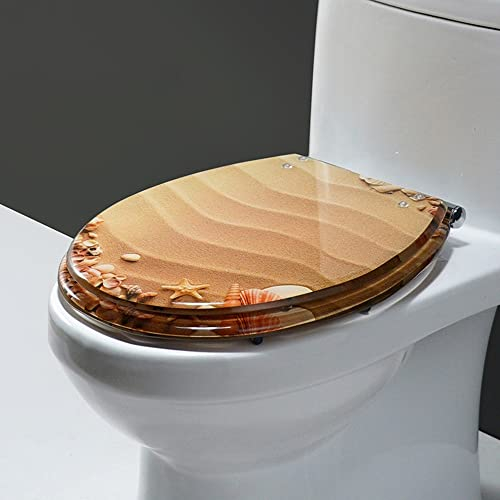 MANY WC Sitz Oval Abnehmbare Toilettendeckel Mit Absenkautomatik Quick Release Funktion Klodeckel WC-Deckel Antibakteriell Universal Verdickter(Sand)