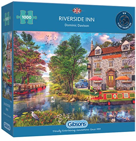 Riverside Inn | 1000 Piece Jigsaw Puzzle | Summer Countryside Puzzle | Sustainable Jigsaw Puzzle for Adults | Premium 100% Recycled Board | Great Gift for Adults | Gibsons Games