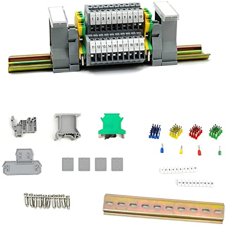JINXM Kit di Doppio Strato Morsetti Su Guida DIN MBKKB2.5 di Morsettiere su Guida Morsetti Elettrici Rapidi di Classe Universale Connettore Cablaggio Compatto Adatto per Trasformazione di Circuiti