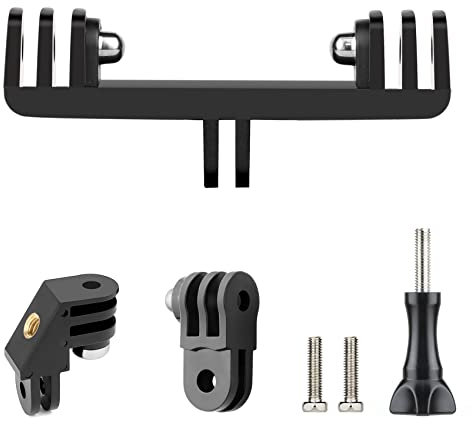 SOONSUN Dual Twin Mount Adapter for GoPro, 90 Degree Direction Elbow Mount, Short Vertical Straight Joint Mount Adapter for GoPro Hero 13 12 11 10 9 8 7 6 5 4 3 2, Session, and Most Action Camera