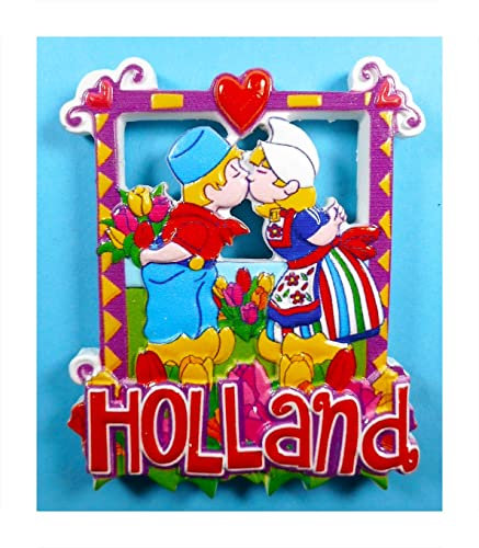 Souvenir Magnet Tulpen Holland Paar Kuss Liebe 8 x 6,5 x 0,8 cm Holland Maritim Kühlschrankmagnet Figur Deko GMTX 15606