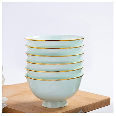 BOSUGE Salatschüssel, Nudelschalen, Salatschüsseln, Ramenschalen, stapelbares Nudelschalen-Set aus feinem Porzellan – Dessertschalen aus Keramik, Set mit 6 Suppen- und Salatschalen