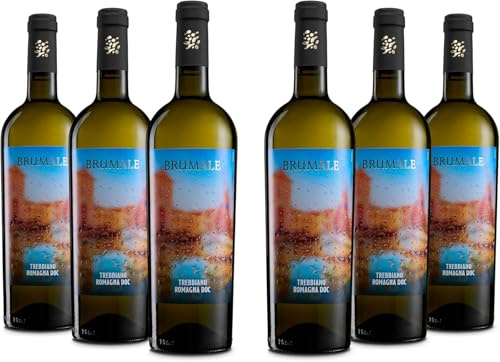 Brumale Vino Trebbiano di Romagna DOC, Frischer und Mineralischer Wein mit Fruchtigem und Blumigem Bouquet, 12% Vol., Karton mit 6 Flaschen mit jeweils 750 ml
